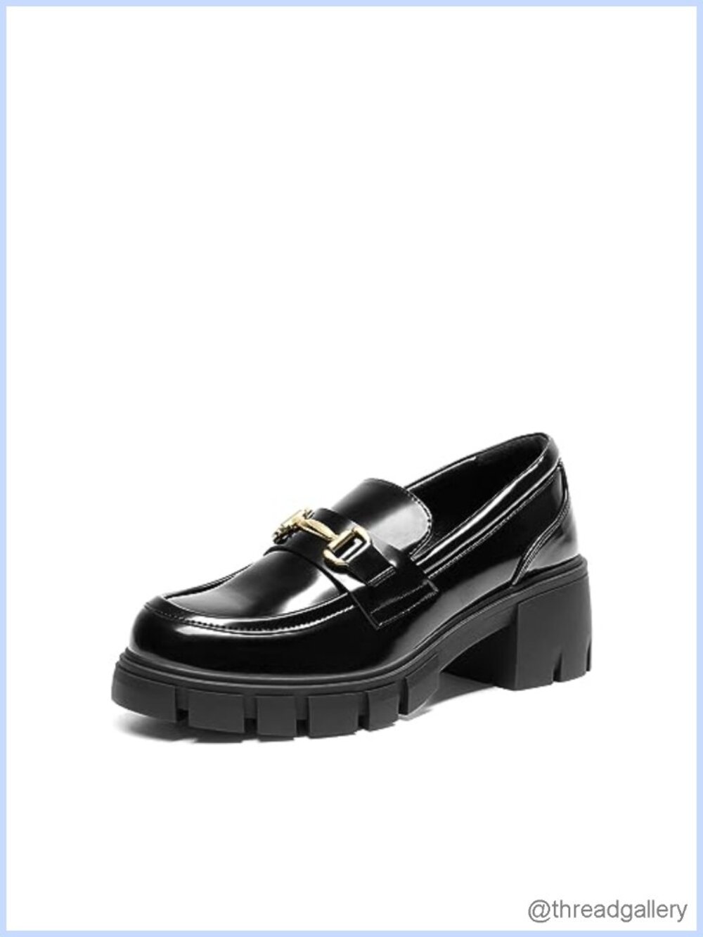 Platform Chunky Loafers Faux Leather Slip-On Shoes Women's Dress